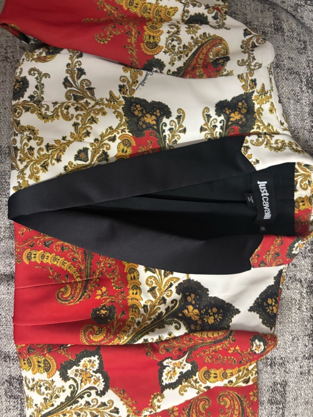 Just Cavalli Red & White Paisley Satin Blazer - Picture 3 of 7